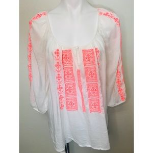 VaVa by Joy Han Embroidered Peasant Blouse…